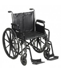Wheelchair McKesson Dual Axle Desk Length Arm Removable Padded Arm Style Composite Wheel Black Upholstery 22 Inch Seat Width 450 lbs. Weight Capacity