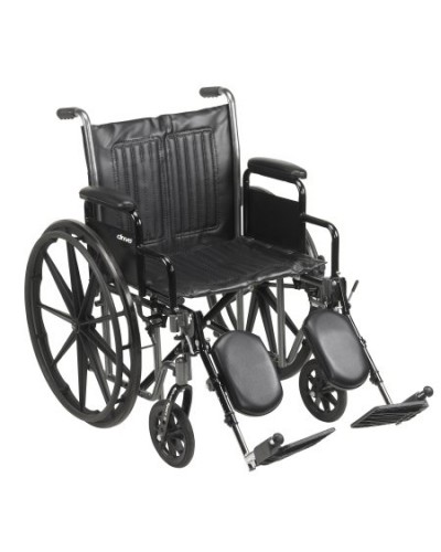 Wheelchair McKesson Dual Axle Desk Length Arm Removable Padded Arm Style Composite Wheel Black Upholstery 20 Inch Seat Width 350 lbs. Weight Capacity