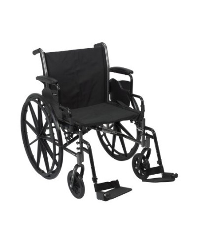 Lightweight Wheelchair McKesson Dual Axle Desk Length Arm Flip Back / Removable Padded Arm Style Composite Mag Wheel Black Upholstery 20 Inch Seat Width 300 lbs. Weight Capacity