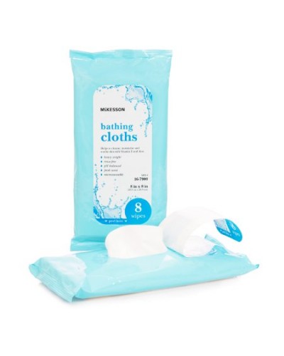 Rinse-Free Bath Wipe McKesson Soft Pack Purified Water / Methylpropanediol / Glycerin / Aloe Scented 8 Count