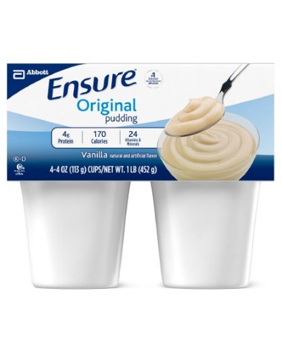Oral Supplement Ensure® Pudding Vanilla Flavor Ready to Use 4 oz. Container Cup 48/cs
