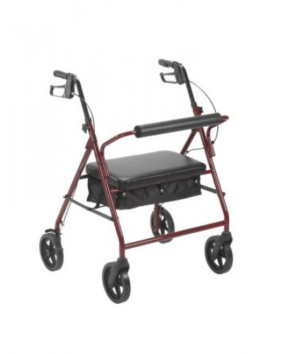 Bariatric 4 Wheel Rollator McKesson Red Folding Steel Frame