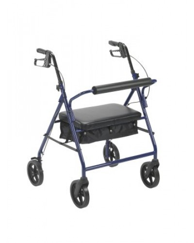 Bariatric 4 Wheel Rollator McKesson Blue Folding Steel Frame